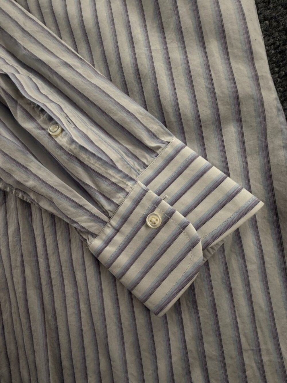 Ermenegildo Zegna 15.5 Long Sleeve Button Up Shirt Men Striped Blue Purple - Picture 10 of 16